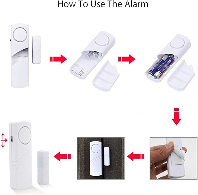 Door Window Alarm, 90DB Door Alarms for Kids Safety, Door Window Burglar Alarm-Window Pool Alarms for Home (12 Pack)