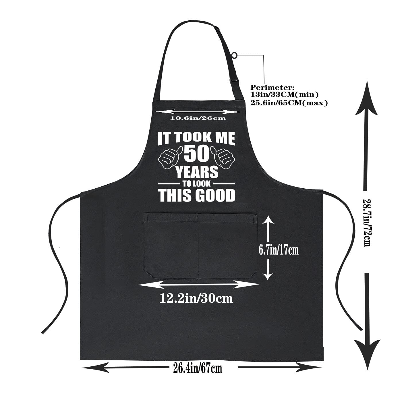 POTALKFREE 50th Birthday Gifts for Women Men, Funny Chef Aprons with Pockets, Kitchen Cooking Grilling Apron for Grandma Grandpa Dad Mom, Grill Decorations for Christmas Thanksgiving