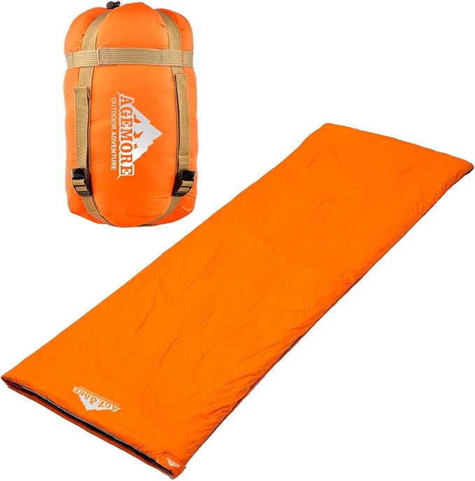 AGEMORE Ultralight Warm Weather Envelope Sleeping Bag, Lightweight Waterproof Compact Sleeping Bag, for Spring Summer & Fall, 75’’L X 30’’W Fit for Kids Teens Or Adults Outdoor Camping & Backpacking