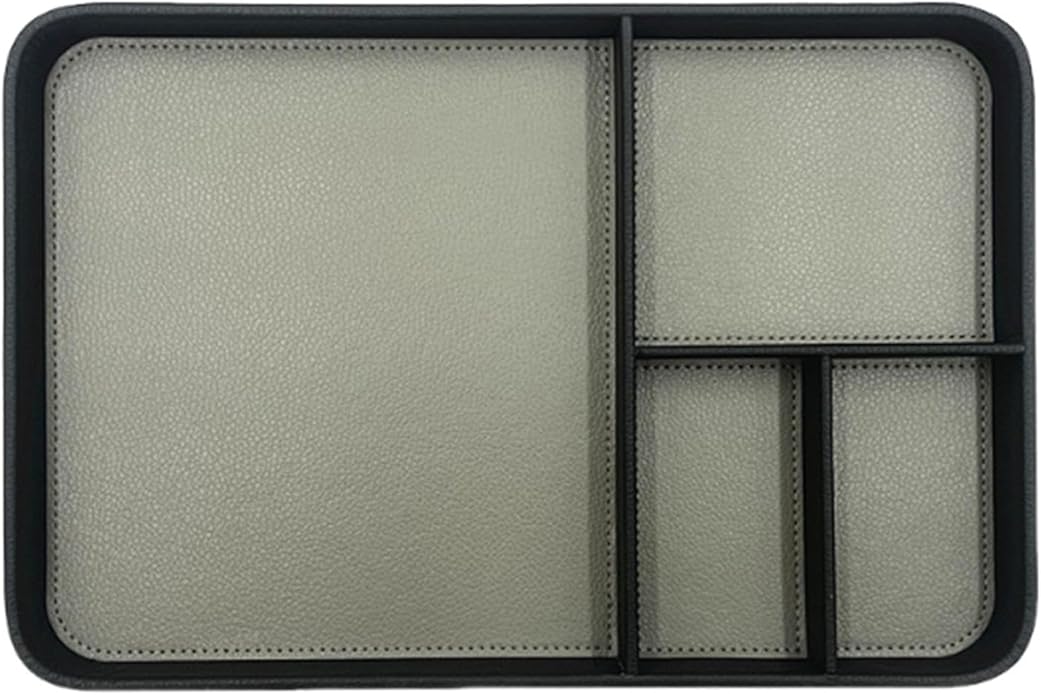 Valet Tray NightStand Tray 4 Compartment Modern,Wear Resistant,Bedside Organizer,PU Leather for Wallet Phone Jewellery Watch