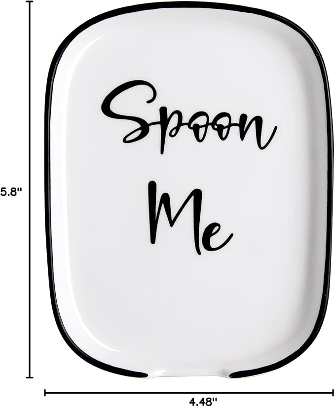 Ceramic Spoon Rest for Stove Top, Large Spoon Holder for Kitchen Counter, White Coffee Spoon Rest, Heat-Resistant Cooking Utensil Rest, Modern Farmhouse Kitchen Décor