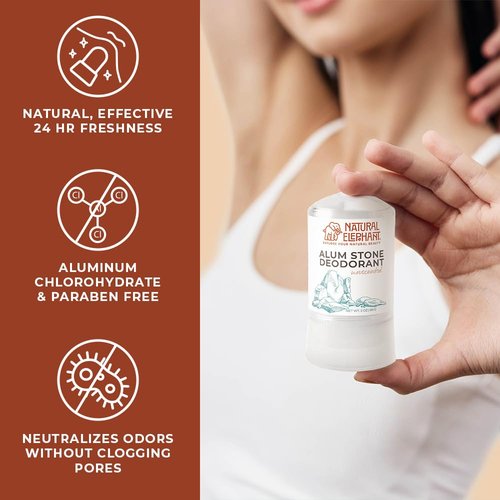 Natural Elephant Alum Stone Deodorant Stick 60g (2 oz) Natural Unscented Aluminum Free Salt Stone for Men and Women (10 Pack)