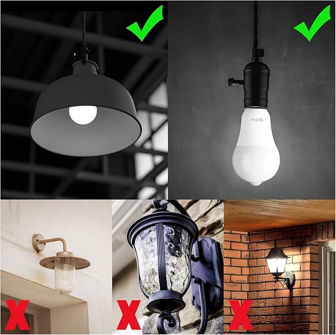 McDen Motion Sensor Light Bulb, Indoor Motion Activation Detector Light Bulb, E26 Base Dusk to Dawn Security Night Light 13.5W Equivalent 100W 6000K Daylight 4 Packs