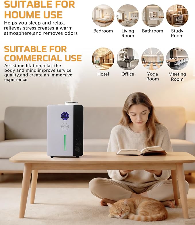 Waterless Diffuser HVAC Scent Diffuser - WiFi & APP & Touch Screen Control 4000 Sq.Ft Coverage - 800ML Essential Oil Diffusers Long Lasting Aroma for Whole House,Office,Hotel,Spa