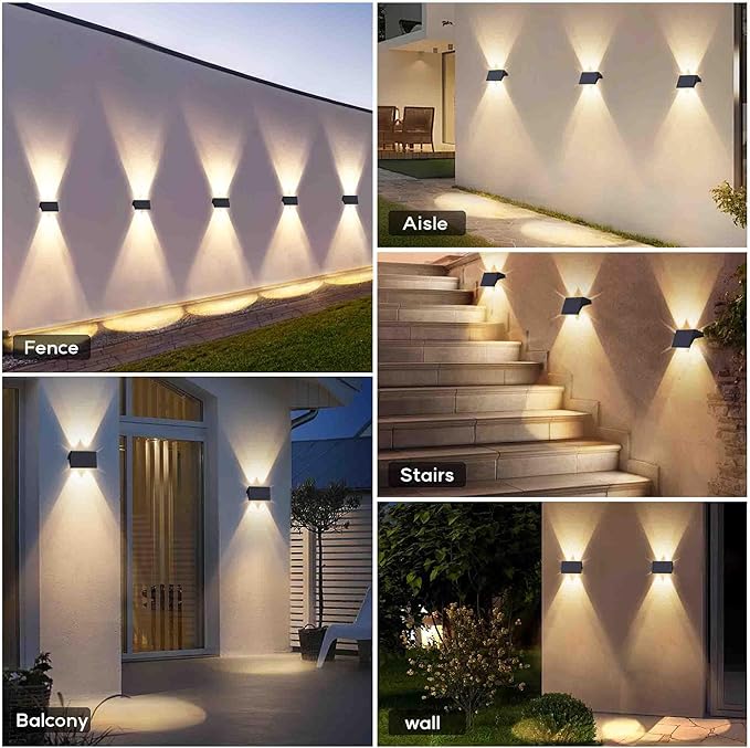 Fence Lights Solar Powered, 12-Pack Solar Fence Lights Up/Down Flexible Buttons, IP67 Waterproof for Outdoor, 100LM Bright, Auto Dusk to Dawn for Wall/Stairs/Yard/Railing/Deck/Pathway (Warm White)