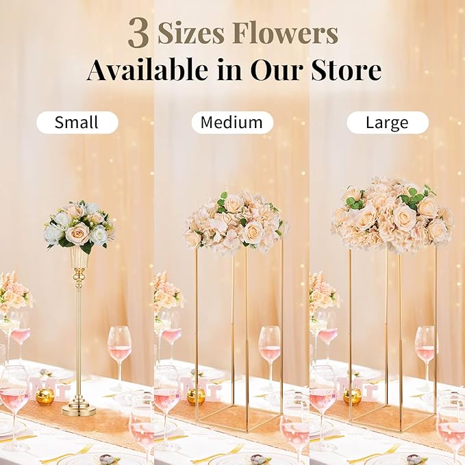 NUPTIO Flower Ball Arrangement Bouquet - 10 Pcs 15.7 inch Diameter Champagne Fake Flowers Roses Balls for Centerpieces Tables - Artificial Rose Arrangements for Wedding Centerpiece Table Decorations