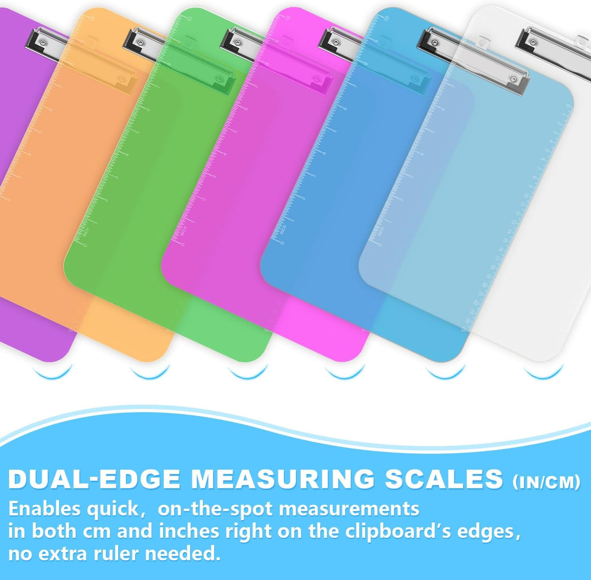 TOTiyea Clipboard (Set of 6), 12.5 x 9 Inch Multi Color, Plastic Clipboard with Low Profile Clip, 75 Sheets Capacity, Standard Letter Size A4