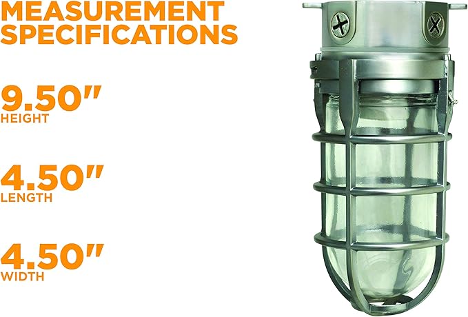Woods L1706 Vandal Resistant Security Light With Ceiling Mount (150W Incandescent Bulb; Silver)