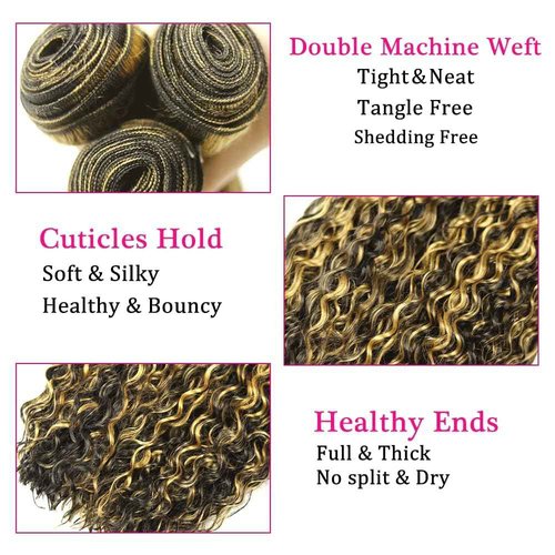 Habiliana Bundles Human Hair 20 22 24 Inch Jerry Curly P1B/27 Human Hair Bundles 12A Unprocessed Brazilian Virgin Quick Weave Hair Extensions for Black Women