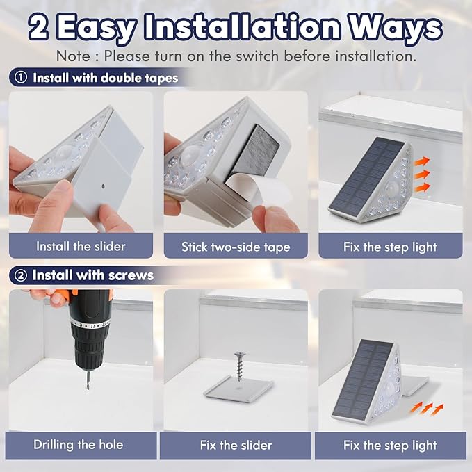 Motion Sensor Solar Step Lights for Outside, 24-Pack Outdoor Stair Lights Waterproof IP67, Solar Powered LED Outdoor Step Lights Decor for Yard Garden Porch Patio Pathway Deck, Warm White