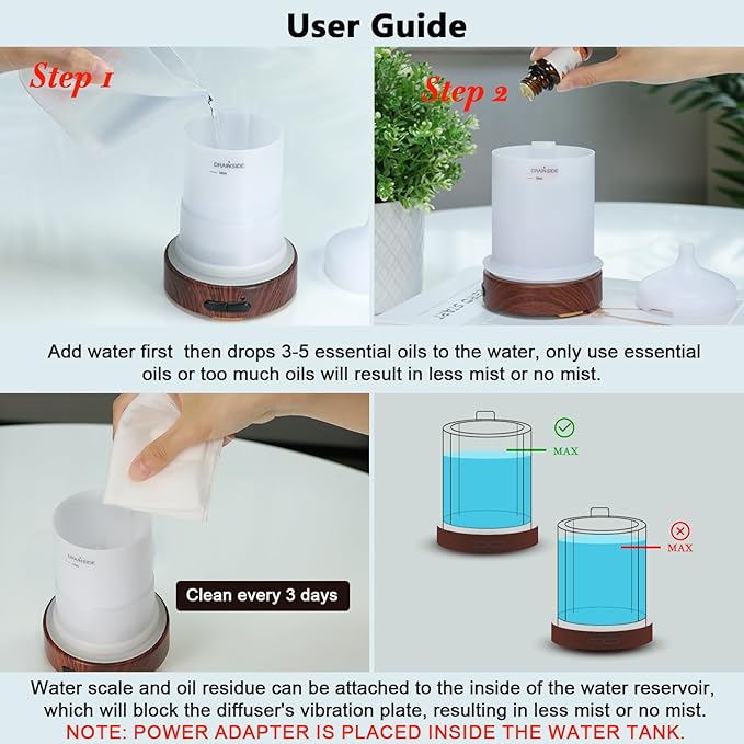 EQUSUPRO Aromatherapy Essential Oil Diffuser 150ml- Electric Cool Mist Aroma Diffuser with Intermittent Mode, Auto Shut-Off Protection, 7 Colors Changing LED Light for Home Office Decor & Gift (Sea)