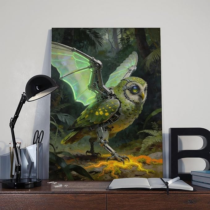 Framed Cyber Fantasy Wall Art for Living Room And Home Office Modern Sci Fi Nature Inspired Decor 12x18inch(30x45cm)