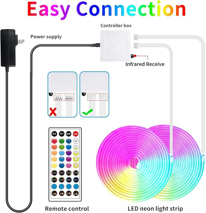 100FT RGB LED neon Rope Lights LED neon Lights with Remote/APP Control 24V IP65 Waterproof Flexible Neon LED Strip Lights for Bedroom Room Outdoors Decor(2 Rolls of 50ft)