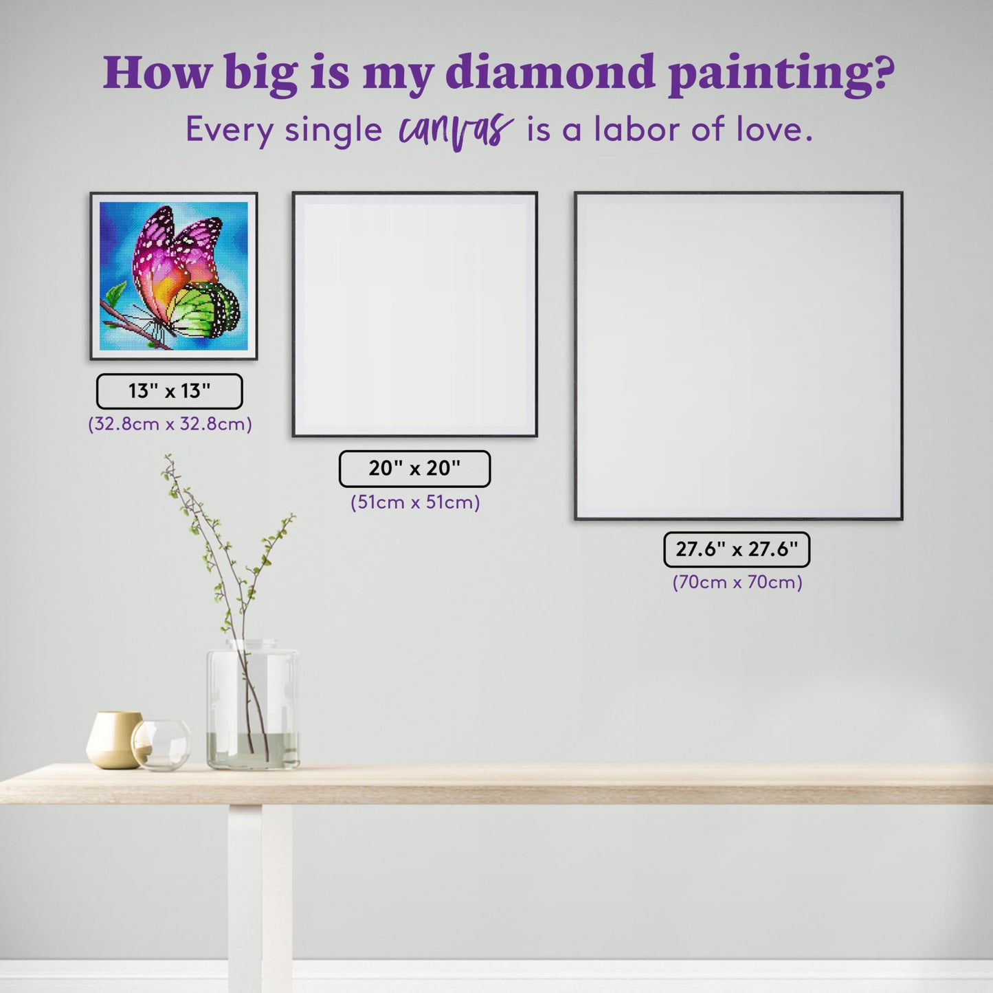 DIAMOND ART CLUB Watercolor Butterfly Diamond Painting Kit, Fun DIY Crafts for Adults, Round Diamond Art Canvas, 13" x 13"" (32.8 cm x 32.8 cm)"