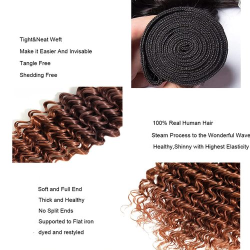 Condescension Brazilian Omber T1B/4/30 Human Hair Bundles 18 20 22 Inch Deep Wave 3 Bundles Human Hair 100% Unprocessed Remy Virgin Weave Hair for Women