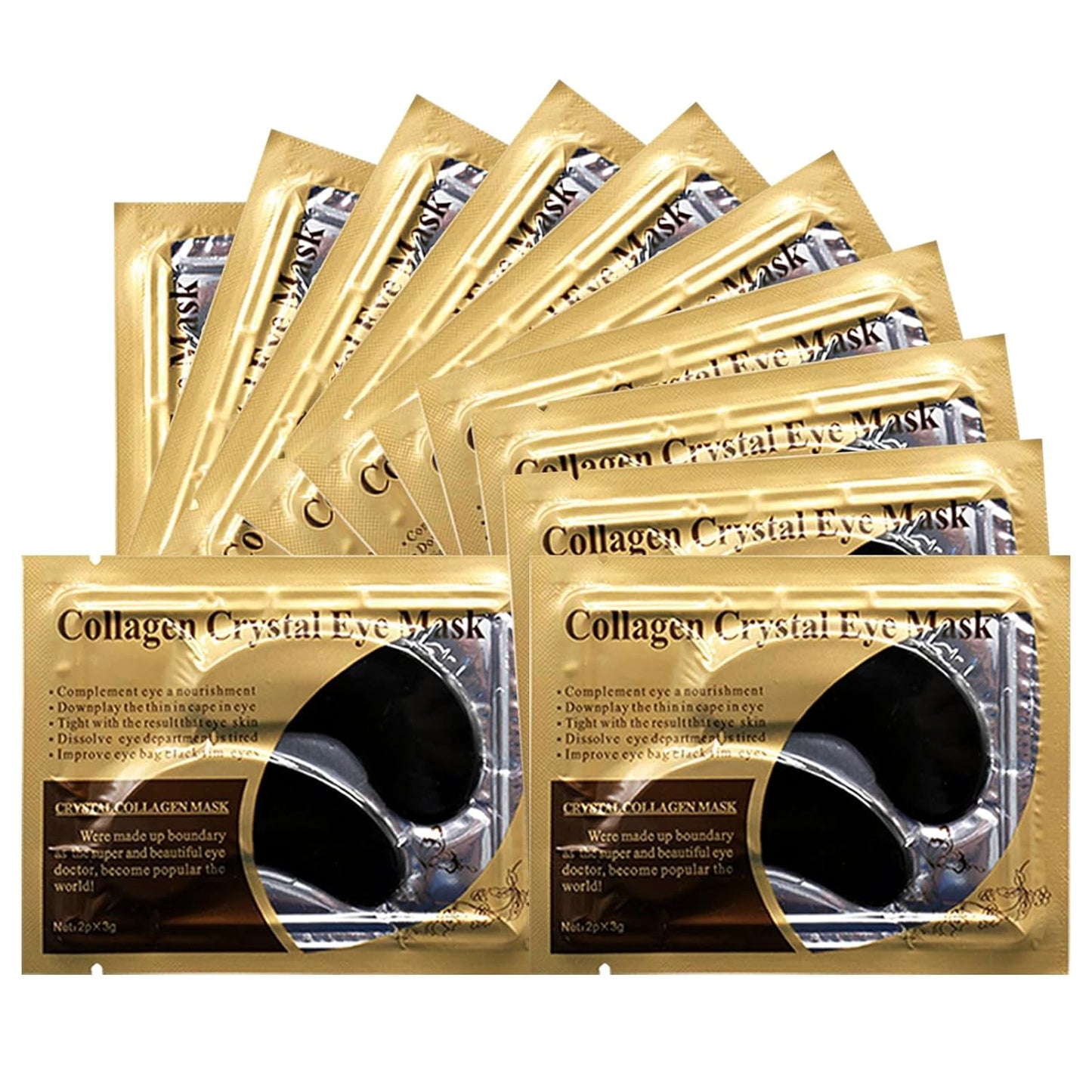 Black Collagen Eye Mask, 30 Pairs Crystal Gold Under Eye Patches For Puffy Eyes and Dark Circles â Look Less Tired and Reduce Wrinkles and Fine Lines (Black)