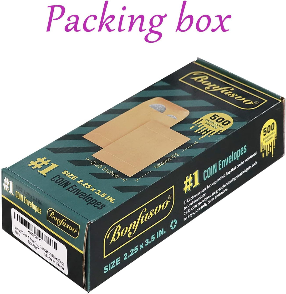 500 Pack #1 Brown Coin Envelope 2.25 X 3.5 inches Kraft Envelopes Classic Small Parts Envelopes with Self Adhesive Gummed Flap for Coins Cash Credit Cards Seeds