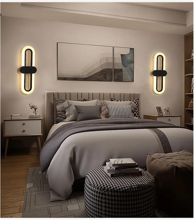 Modern Minimalist Living Room Background Wall Led Three-Color Light-Changing Wall Lamp Simple Aisle Balcony Lamp,Ideal for Bedroom