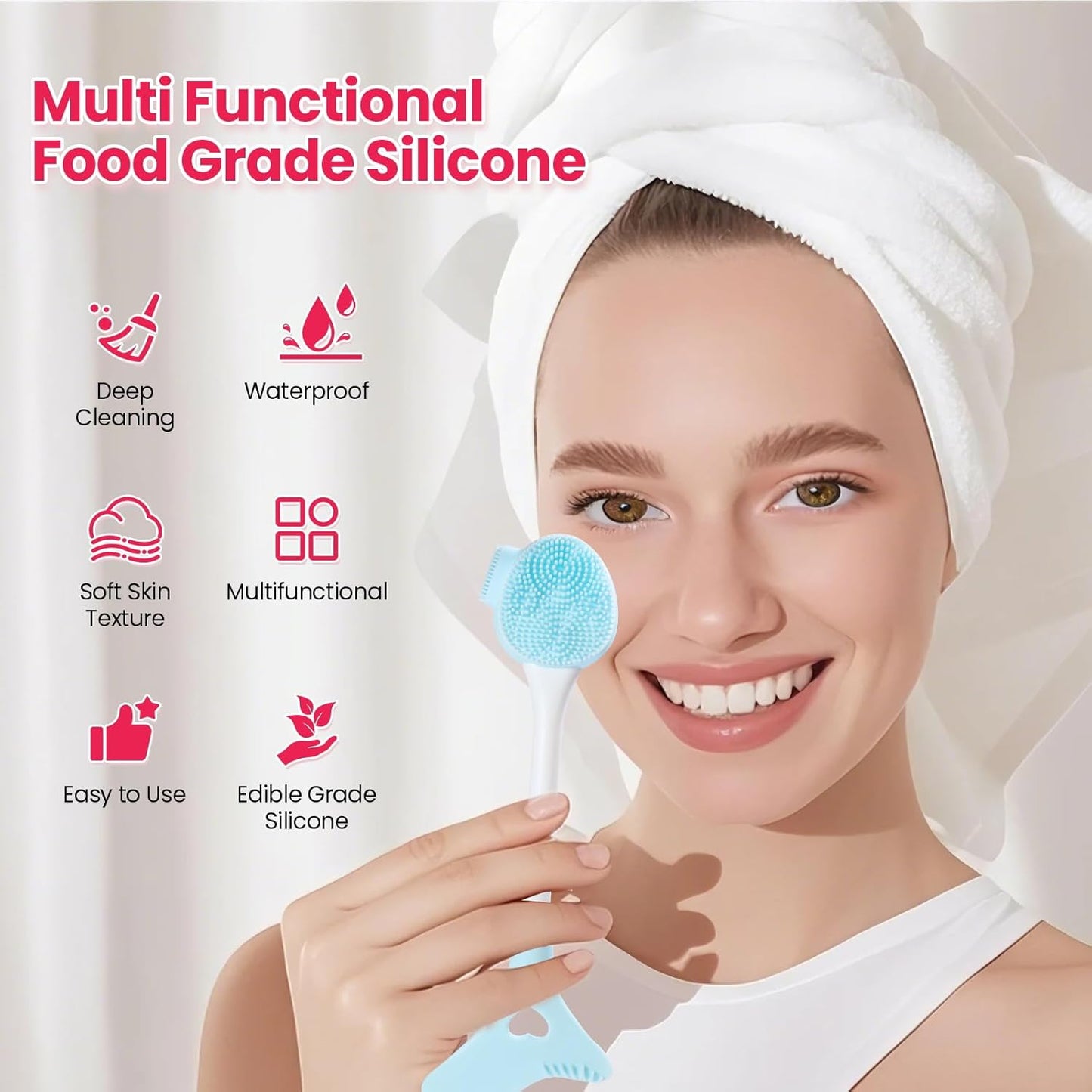 2 Packs Silicone Face Scrubber Exfoliator, Face Mask Brush Applicator, Facial Cleansing Brush, Pore Cleaning Brush, Pore Scrubber for Face