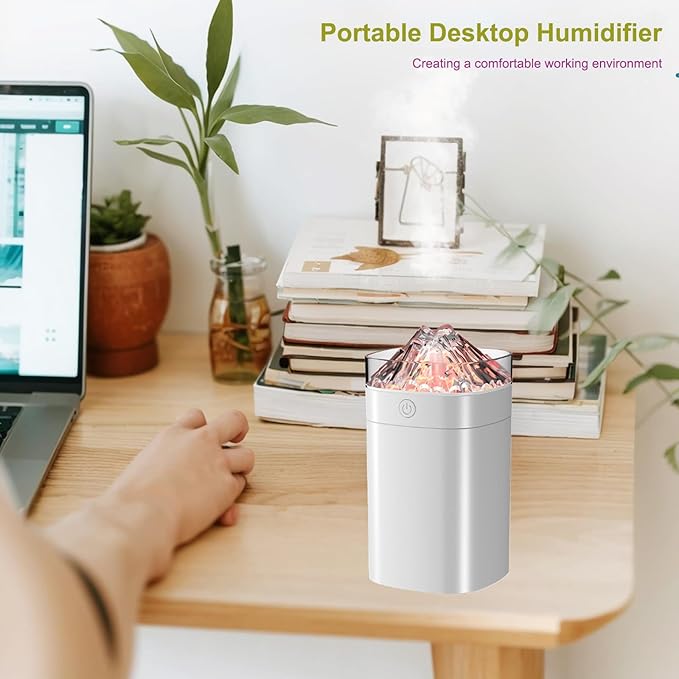Portable Mini Cool Mist Humidifier, 400ml Ultrasonic Humidifier with 7 Color Night Lights, 2 Mist Modes, 10-20 Hours Runtime, Ultra-Quiet for Bedroom, Nursery, Office, Car, USB Powered (White)