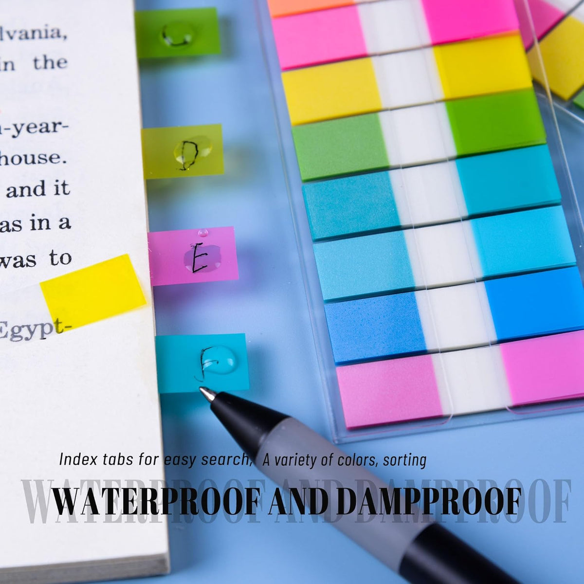 Ericter 1080 Pcs Sticky Tabs for Books, 9 Color Repositionable Annotation Page Tabs, Writable Index Flags for Notebooks, Organizing Study Office Supplies