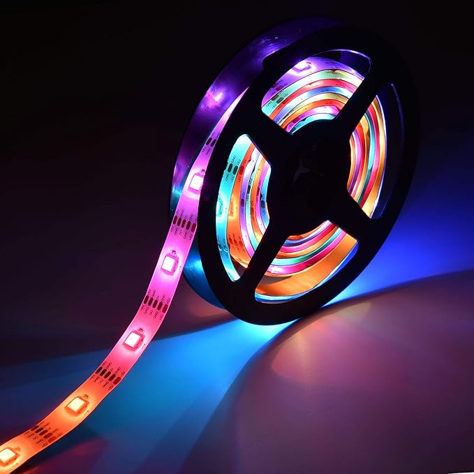 AW 6.6ft LED Strip Light Kit APP Control Music Sync Color Changing Wifi Smart 60 LEDs Ambient Lamp Compatible with Alexa & Google Assistant for Bedroom Gaming Room