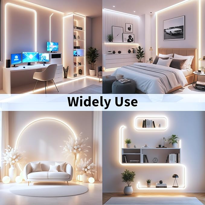 iNextStation 12V LED Light Strip IP65 Waterproof Warm White LED Strip Lights 16.4ft/5m Cuttable 300 SMD 2835 LED Tape Flexible Led Lights for Bedroom Outdoor Indoor Decor (Power Adapter not Included)