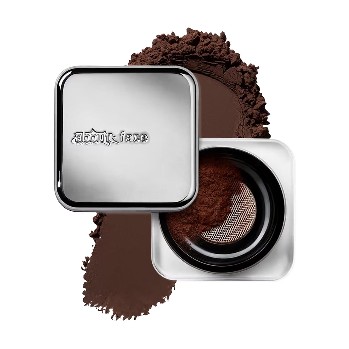 about-face Curtain Call Set & Smooth Loose Powder Ovation â Lightweight, Oil-Absorbing Setting Powder with Rice Starch & Corn-Based Talc Alternative â Vegan, Cruelty-Free â 0.35oz (Very Deep)