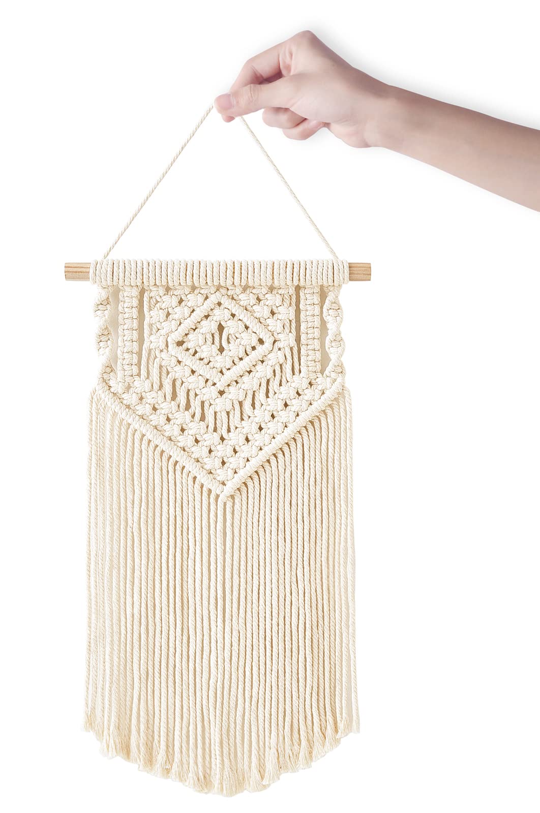 Dahey Small Macrame Wall Hanging 2 Pcs Woven Tapestry Wall Art Decor - Beautiful for Boho Home Bedroom Dorm College Classroom Decor, Apartment, Nursery, Party Decorations, 16.5" L x 10"" W and 17.5""x 10""W"