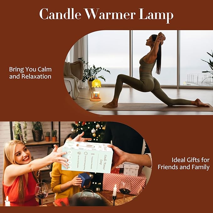 Dimmable Flower Candle Warmer Lamp with Timer - Compatible with Various Candles - Christmas & Mother's Day Gift for Women,Vintage Bedroom Home Decor