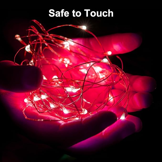 ZGWJ Fairy Lights Battery Operated, 12 Pack Red Twinkle String Lights 20 LED 7FT 3 Lighting Modes Waterproof for Bedroom, Halloween, Christmas, Party Indoor and Outdoor Decoration
