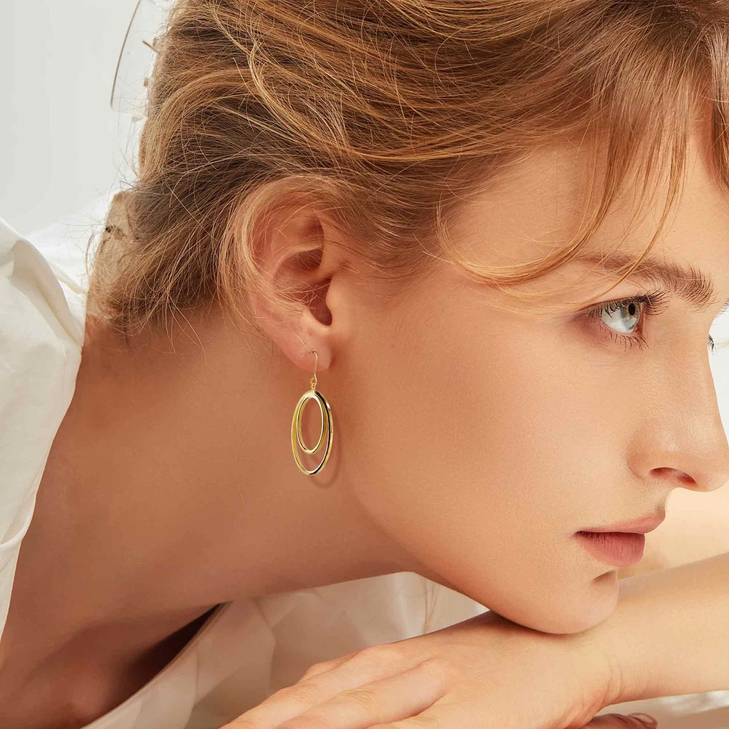 GUMENA Gold/Silver Hoop Earrings for Women 18K Gold Plated Circle Dangle Earrings for Women Trendy Surgical Steel Titanium Hypoallergenic Earrings