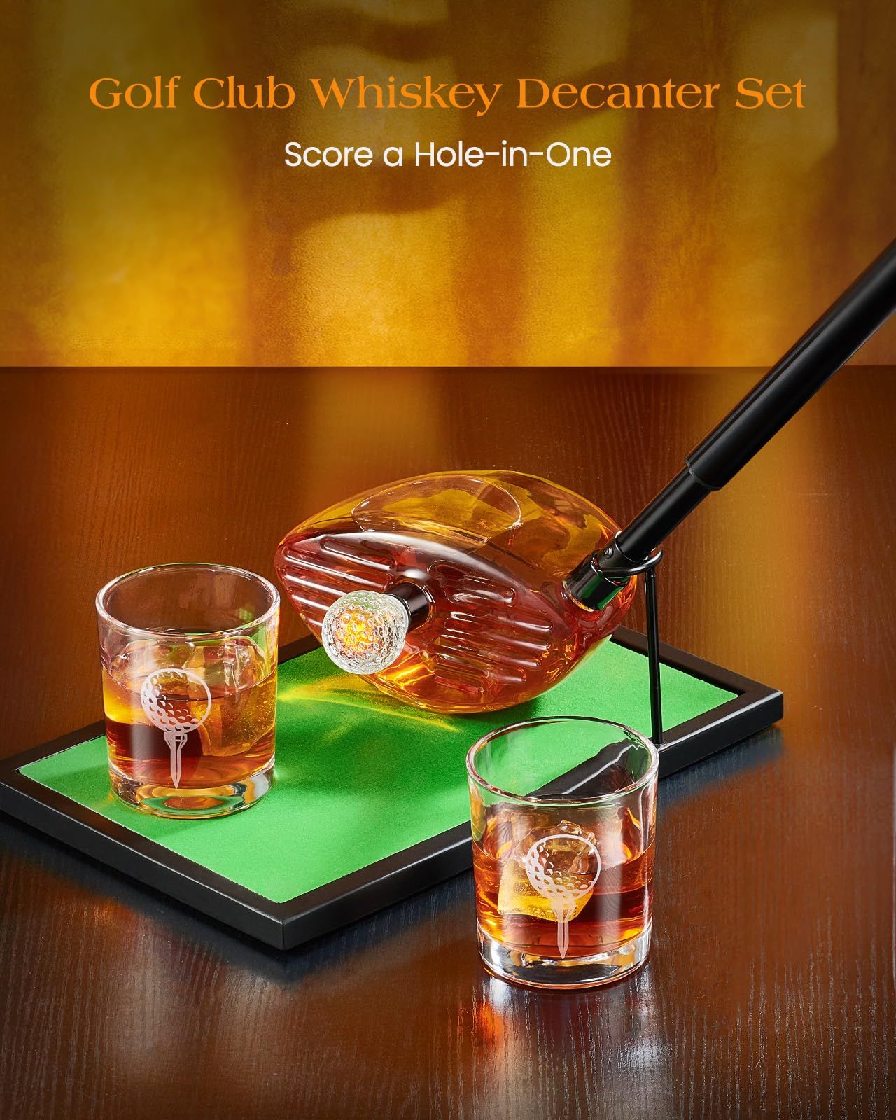 Golf Gifts for Men Dad, Kollea Golf Club Whiskey Decanter with Shot Glasses, Liquor Decanter Set for Men Husband Coaches Golfers, Cool Birthday Gifts for Brother Guys
