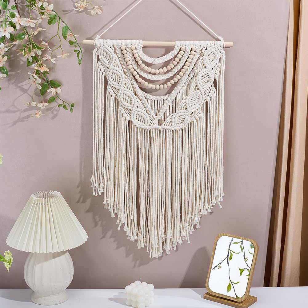 FREEBLOSS Boho Macrame Wall Hanging Kit Woven Tassel Tapestry DIY Cotton Rope Decoration Macrame Kit with Instructions for Adults Beginners, 40cm/15.7" Wide"