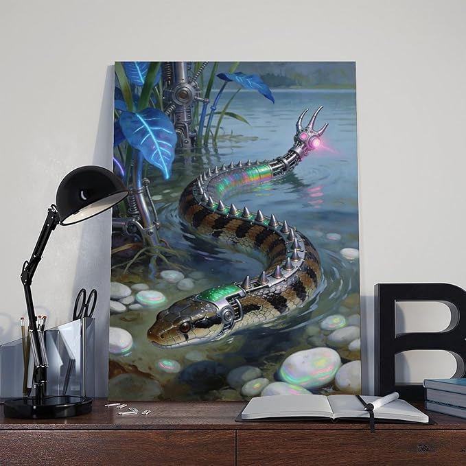 Framed Futuristic Nature Wall Art for Modern Living Room Creative Sci Fi Style Interior Decor 20x30inch(50x75cm)