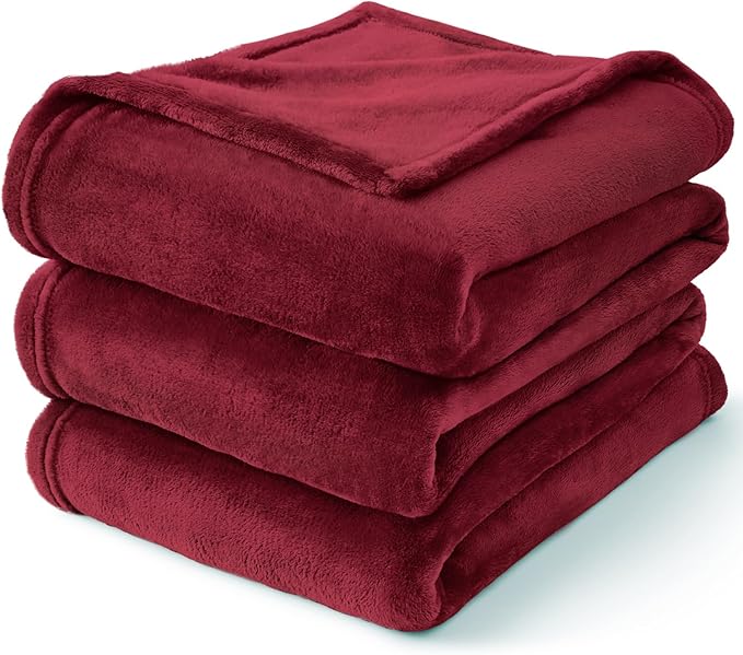BEDELITE Fleece Blanket Twin Size Burgundy Throw Blankets for Couch & Bed, Luxury Plush Cozy Fuzzy Blanket 60x80 inches, Super Soft Warm Lightweight Throw Blanket for Travel Camping