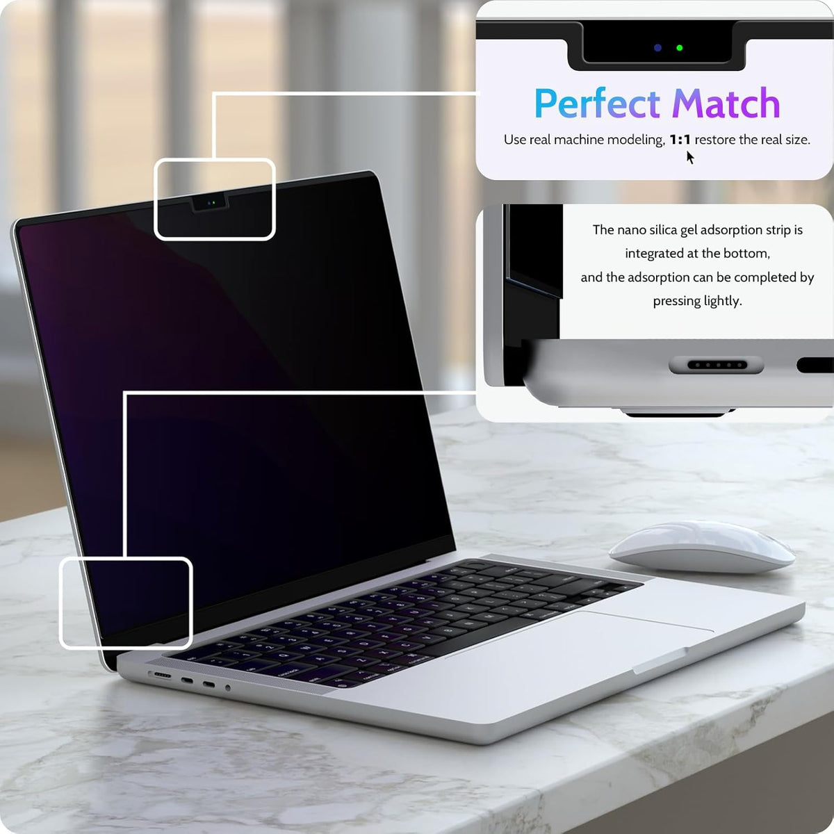 Magnetic Privacy Screen for MacBook Air 15 Inch (2023-2025, M2 M3 M4) - A2941 A3114 A3241, 15inch Removable Matte Anti Blue Light Glare Filter for Mac Air 15.3" Laptop Computer