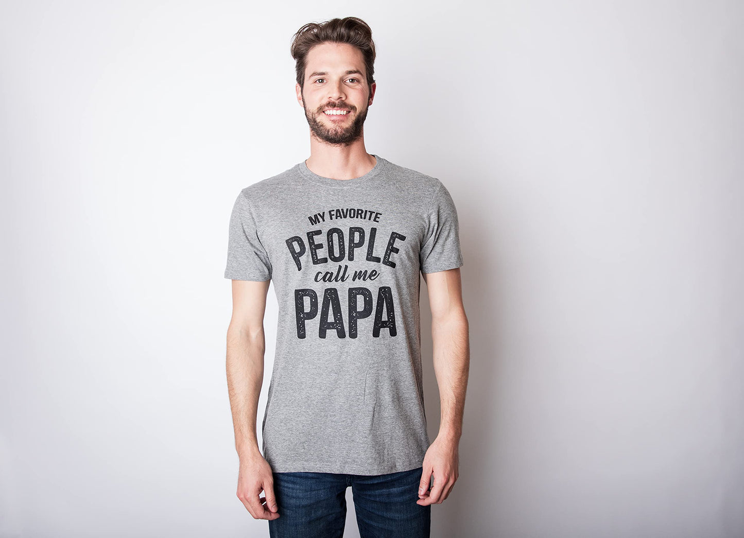 Crazy Dog Mens My Favorite People Call Me Papa T Shirt Funny Cute Humor Tee Fathers Day Family Shirt Best Dad Ever Tshirt Dark Heather Grey L