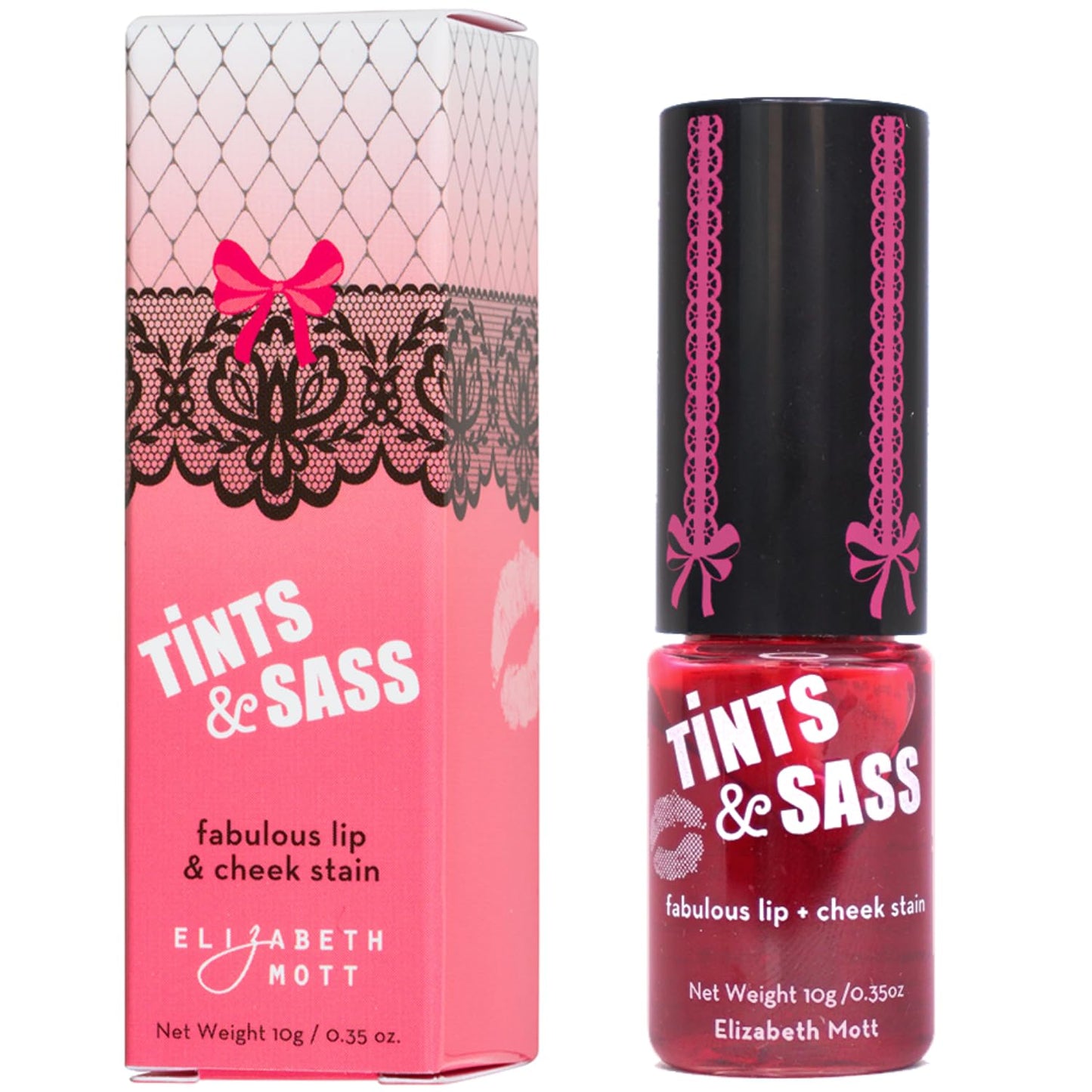 Elizabeth Mott Tints & Sass Lip and Cheek Stain â Long-Lasting Rosy Pink Tint for Lips & Cheeks, Natural Buildable Color, Smudge-Proof, Lightweight, Cruelty-Free Makeup for All Skin Tones (10g/0.35oz)