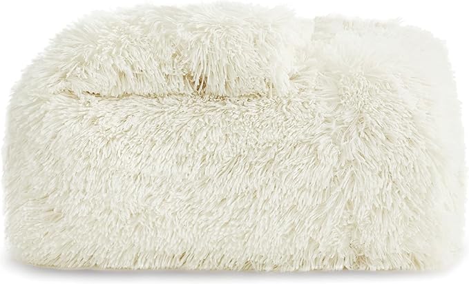 Bedsure GentleSoft Fluffy Cream Throw Blanket Decorative Blankets for Bed Couch Sofa, Cream Decor Sherpa Fleece Soft Cozy Fuzzy Plush Thick Warm Faux Fur Decorations, Ivory Baby Girl Gifts, 50x60