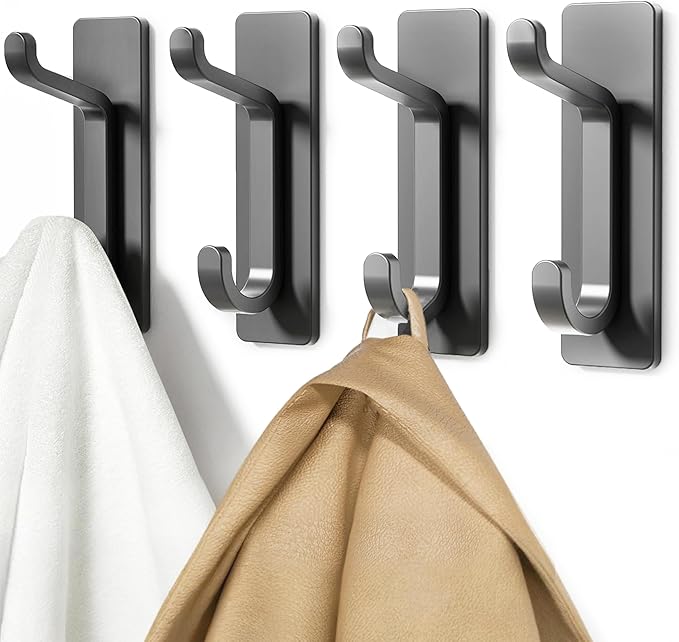 pickpiff Wall Hooks for Coat and Towel: 13LB Strong Adhesive Door Hanger Stick on, Grey 6 Pack