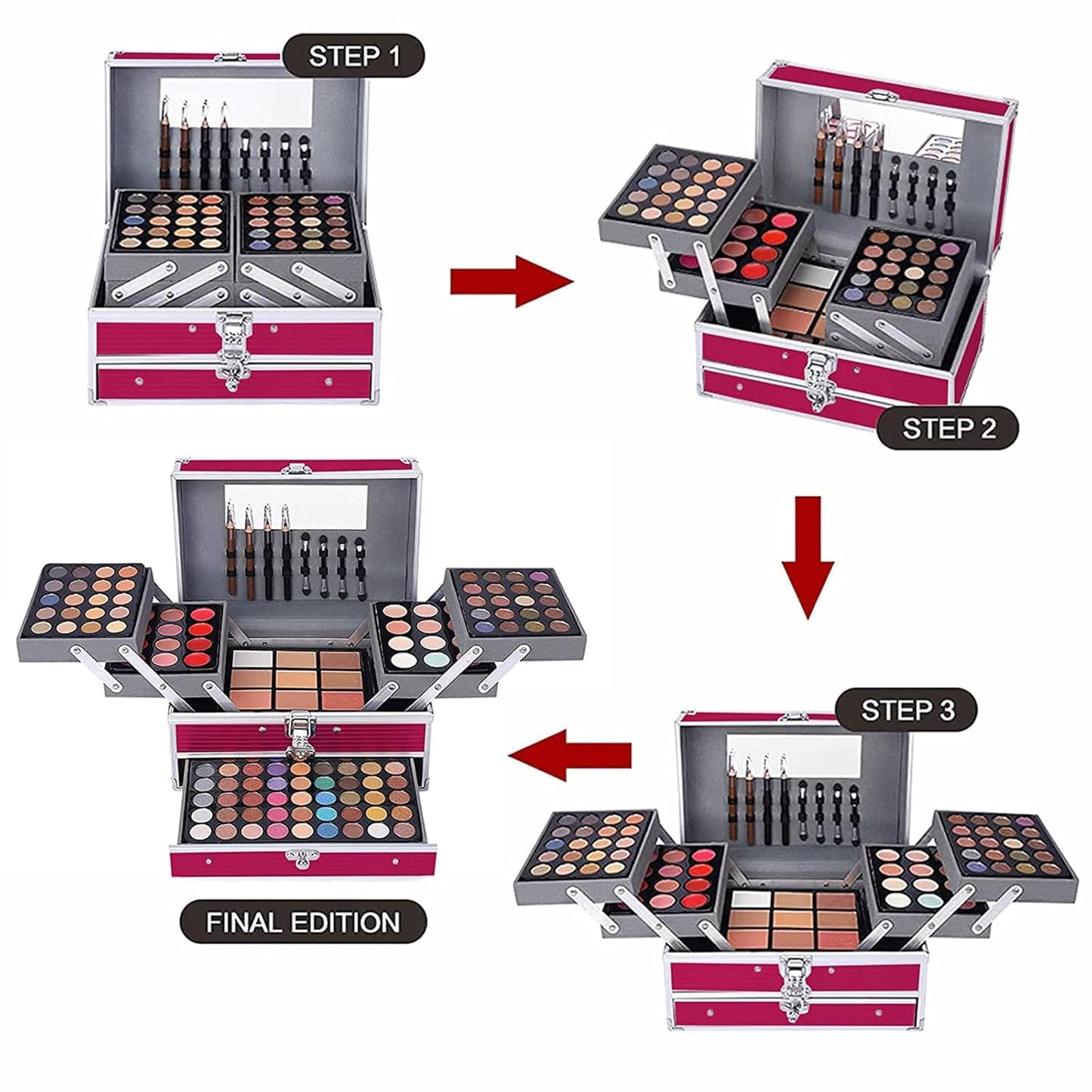 132 Color All- In- One Makeup For Women Full Kit,Professional Makeup Kit,Makeup Gift Set for Women &Girls,Include eyeshadow/lipstick/concealer/Lip Gloss/Eyeliner/Mascara/Makeup Brushes(Pink)