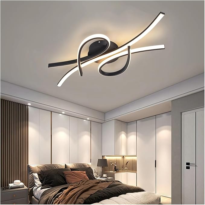 Smart Home Led Pendent Light Living Room Bedroom Study Room Hanging Light Black/Gold Art Decoration Chandelier,for Dinning Room