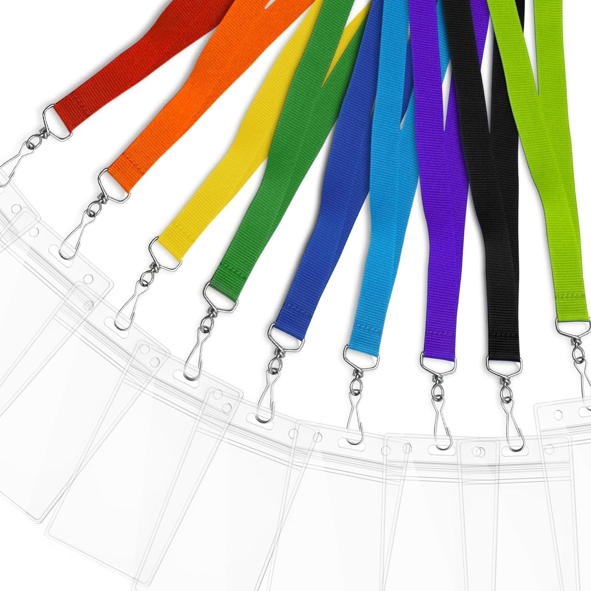 24-Pack Orange Breakaway Lanyards with Waterproof Badge Holders, Metal Hook, Polyester Neck Straps for ID Cards, Events, Office, and Schools