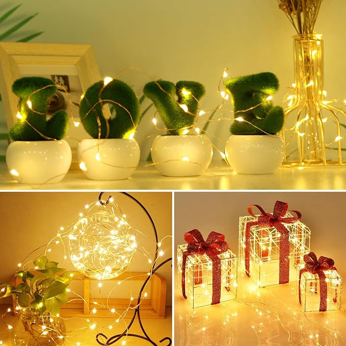 kolpop 50 Pack LED Fairy Lights Battery Operated, 7FT 20 LED Mini Twinkle String Lights Battery Powered Waterproof for Christmas Mason Jars Party (Warm White)