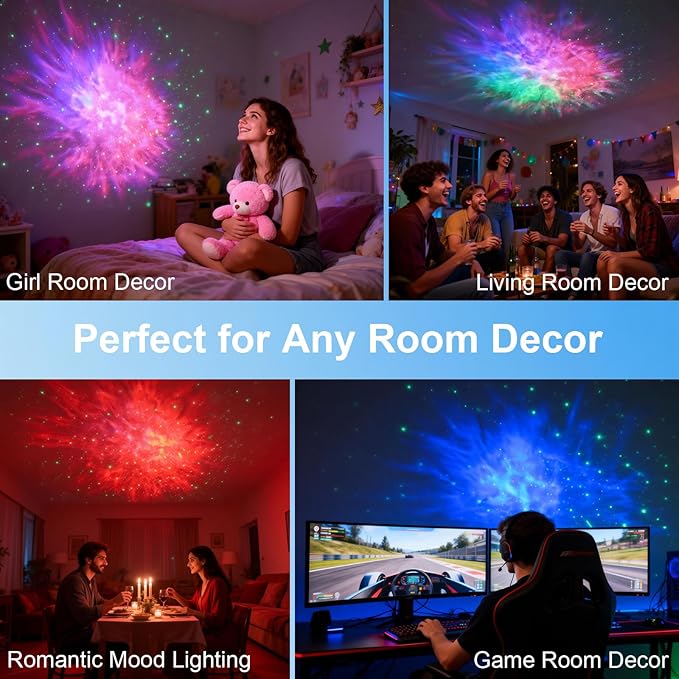 CHIGIH Smart Galaxy Projector, LED Starry Sky Night Light Star Projector, Nebula Ceiling Night Light App & Voice Controlled Northern Lights Projector for Room Bedroom Parties Decor Birthday Gifts