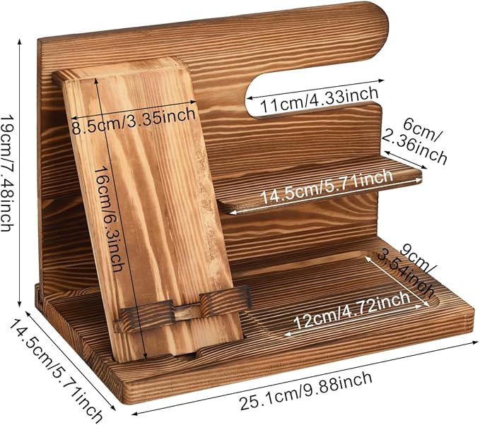 Wood Phone Docking Station,Bedside Table Organizer,Nightstand Organizer,Charging Station Organizer,Birthday Gifts for Men (Wood)