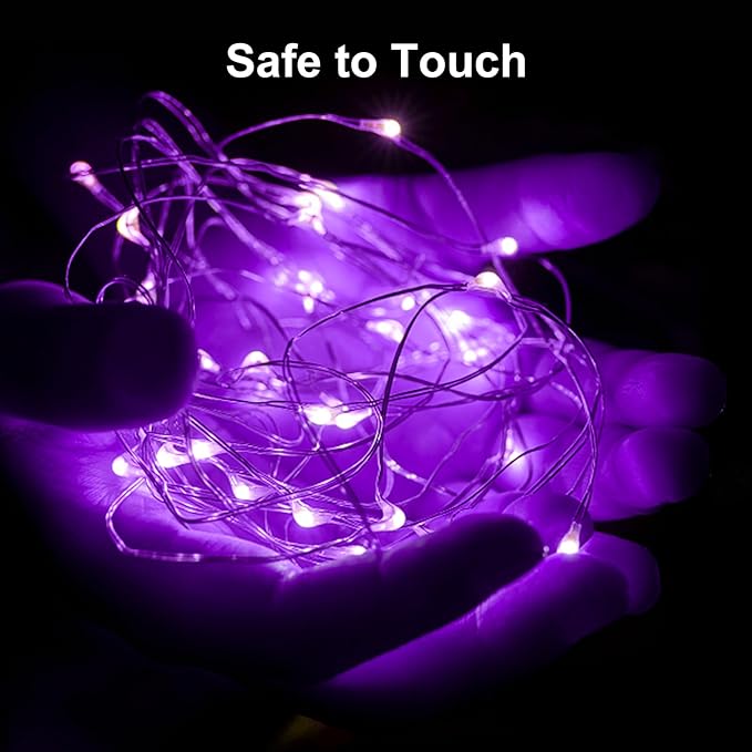ZGWJ Fairy Lights Battery Operated, 24 Pack Purple Twinkle String Lights 20 LED 7FT Mason Jar Lights 3 Lighting Modes for Bedroom, Halloween, Christmas, Party Wedding Indoor and Outdoor Decoration