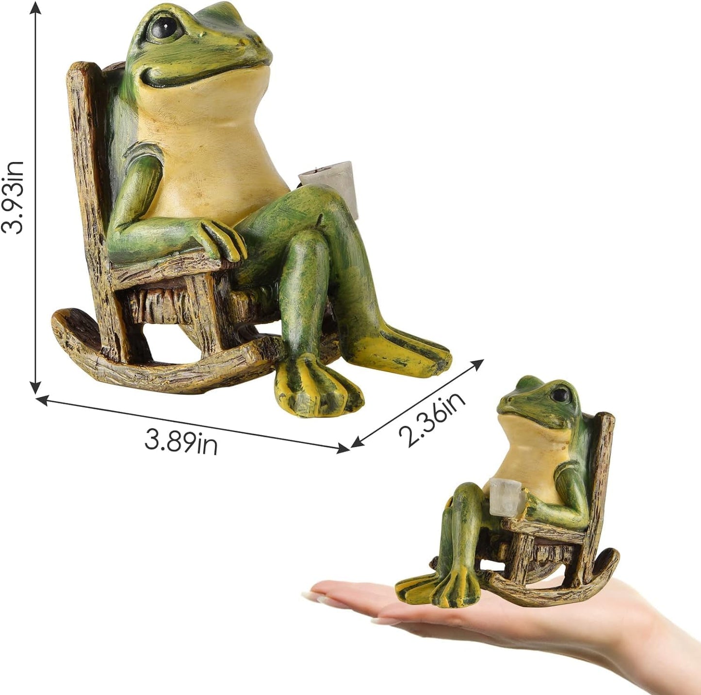 FOXMIS Miniature Frog Garden Statue Gifts Home Halloween Decorations Fairy Garden Accessories Outdoor Lights Solar Garden Frog Decor Art Housewarming Gift for Patio,Yard,Lawn Ornament,3.89"x2.36"x3.93