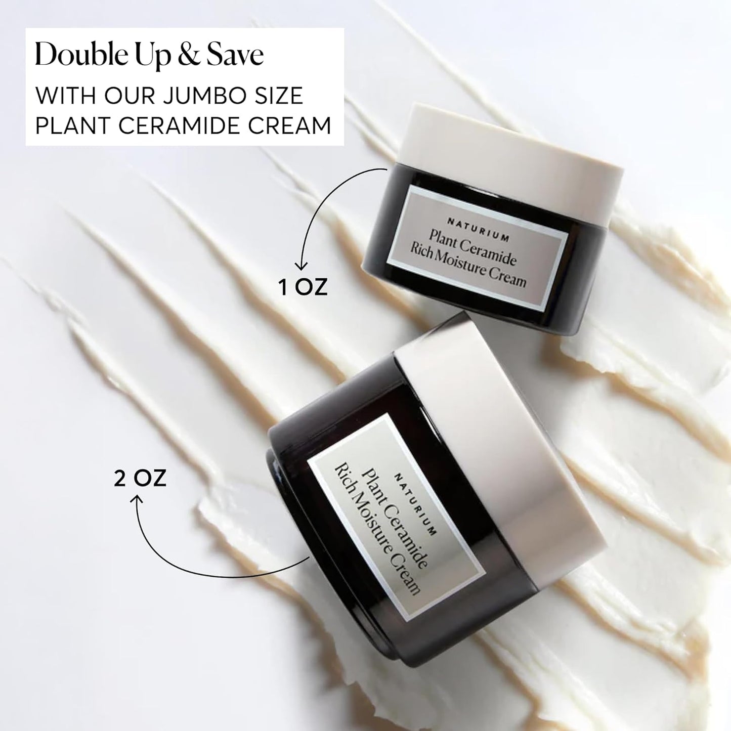 Naturium Plant Ceramide Rich Moisture Cream Jumbo, Hydrating & Anti-Aging Skincare, 3.5 oz